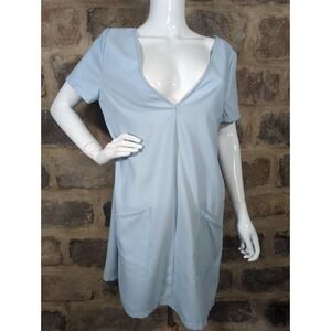 Tobi Dress Light Blue Short Sleeve Mod Shift Woman's Size‎ Large Lightweight